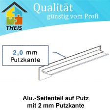 Alu-Seitenteile auf Putz mit 2 mm Putzkante - 50 mm bis 400 mm