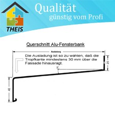 Alu-Fensterbank - 50 mm bis 400 mm maßgenau