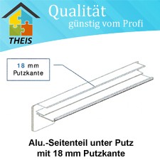 Alu-Seitenteile unter Putz mit 18 mm Putzkante - 50 mm bis 400 mm